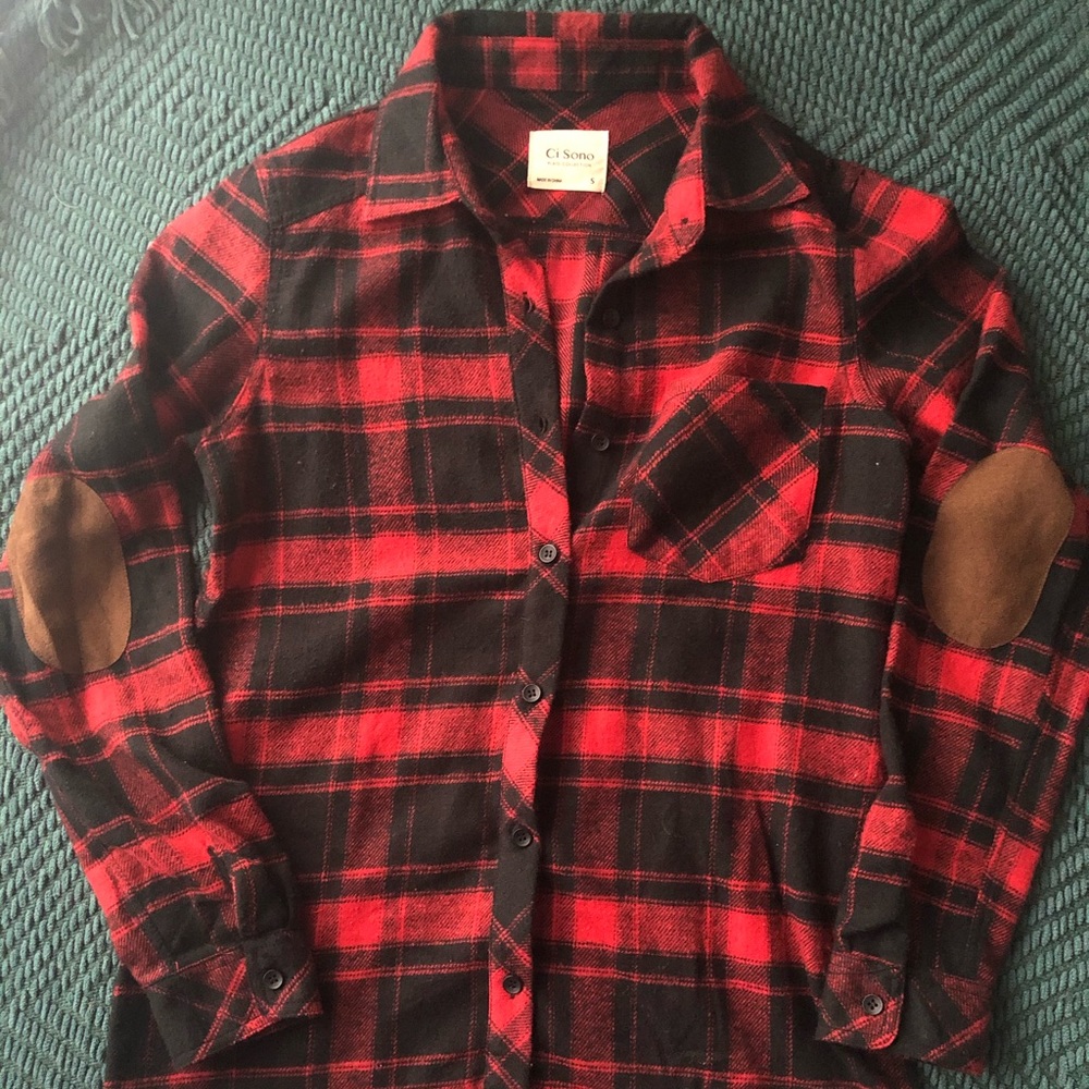 Red and Black Plaid Button Down Shirt